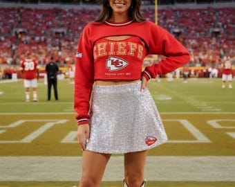 Kansas City Chiefs Sequin Skirt – Women’s Game Day Glam, One-of-a-Kind