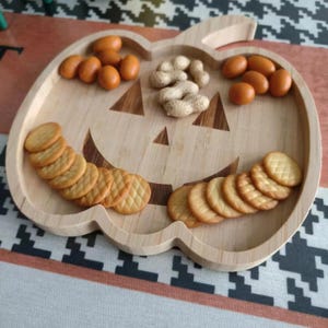 Halloween Pumpkin Wooden Candy Tray Party Dish