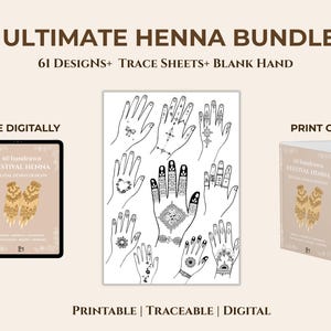61 Plantillas Mehndi Imprimibles para Principiantes | Cuaderno PDF de Práctica de Henna