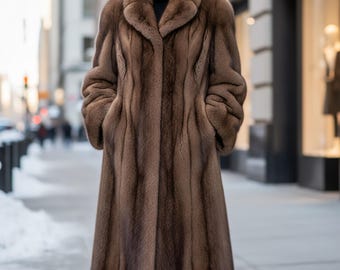 ブラウンフェイクファーコート – ラグジュアリーカプチーノミンク