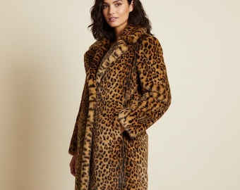 Cappotto in pelliccia da donna, cappotto invernale caldo da donna, cappotto in pelliccia gotico per eventi formali, cappotto con stampa animalier in stile vittoriano