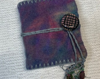 E1371 Abundance and Joy Journal - Handmade Wool Felt Journal - Wrap Style