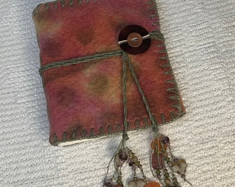 E1367 Abundance and Joy Journal - Handmade Felt Journal - Wrap Style