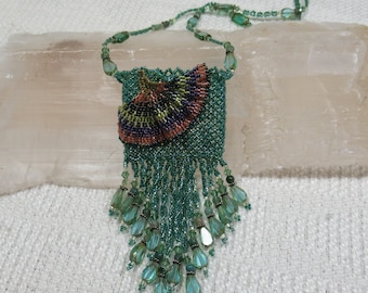 E1171 Fairy Medicine Pouch - Hand Beaded Necklace