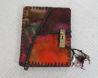 E1180 Joy and Abundance Journal - Resist Dyed Handmade Felt Coptic Stitched