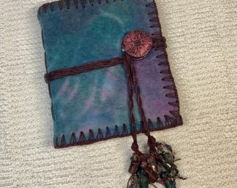 E1368 Abundance and Joy Journal - Resist Dyed Handmade Felt - Wrap Style