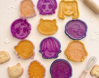 Kawaii Demon Hunter Cookie Cutters Set | 3D Printed Huntrix Character Baking Molds | Kpop Fan Gift Kitchen Accessory