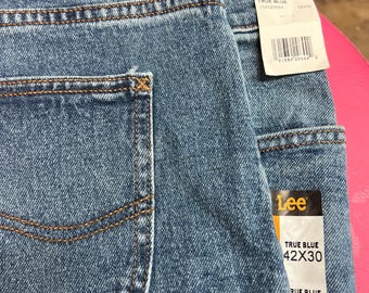 Lee Men's Relaxed Fit Straight Leg Jeans (42x30) True Blue Denim