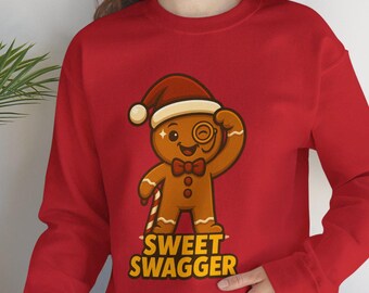 Gingerbread Character Sweet Swagger crewneck sweatshirt | Christmas cookie design