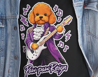 Pawpaw Reign Guitar Dog Graphic Tee | Rocking Puppy Graphic T-Shirt