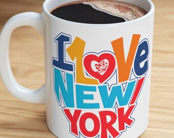 I Love New York Mug | Colorful Retro NYC Ceramic Coffee Cup