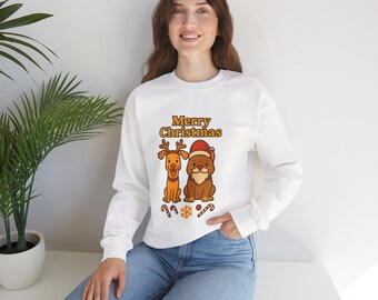 Merry Christmas Dog Reindeer Sweatshirt, Holiday Sweater
