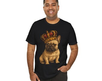 French Bulldog with Crown T-Shirt | Royal Pug Illustration Tee