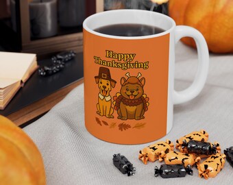 Funny Thanksgiving Dog Mug, Festive Holiday Cup