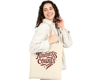 Kindness Counts Cotton Canvas Tote Bag: Eco-Friendly Reusable Carryall
