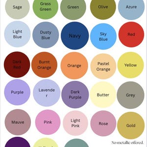 May include: A color chart featuring a variety of hues, including white, black, and shades of green, blue, and purple. Each color is displayed in a circular shape with the color name written inside. The text "Choose 1-2 colors" is at the bottom.