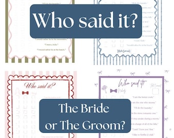 Bachelorette Party Questionnaire Game | Fun Bridal Party | Who Said It Printable