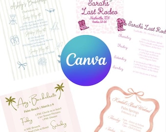 Editable Bachelorette Weekend Itinerary Template | Printable Bachelorette Schedule | Instant Canva Download