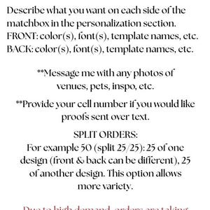 May include: White background with black text providing order instructions. The text includes details on personalization, split orders, and estimated shipping times. The title reads "Order Instructions."