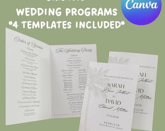 Editable Wedding Program Template | Printable Ceremony Program | Instant Canva Download