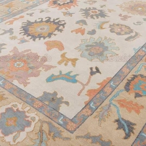 Antique Oushak Carpet 8x10 9x12 10x14 Unique Turkish Rug Handmade Wool Area Rug Contemporary Hand-knotted Rug Made to Order designer rugs
