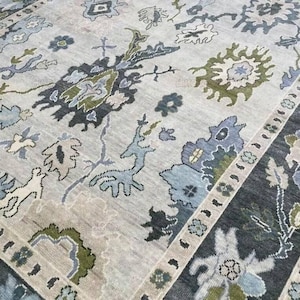 Antique Oushak Carpet 8x10 9x12 10x14 Unique Turkish Rug Handmade Wool Area Rug Contemporary Hand-knotted Rug Made to Order designer rugs