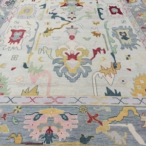 Antique Oushak Carpet 8x10 9x12 10x14 Unique Turkish Rug Handmade Wool Area Rug Contemporary Hand-knotted Rug Made to Order designer rugs