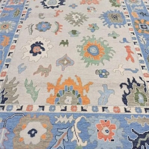 Antique Oushak Carpet 8x10 9x12 10x14 Unique Turkish Rug Handmade Wool Area Rug Contemporary Hand-knotted Rug Made to Order designer rugs
