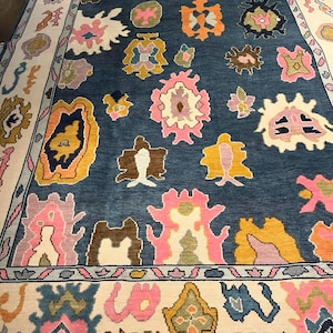 Antique Oushak Carpet 8x10 9x12 10x14 Unique Turkish Rug Handmade Wool Area Rug Contemporary Hand-knotted Rug Made to Order designer rugs