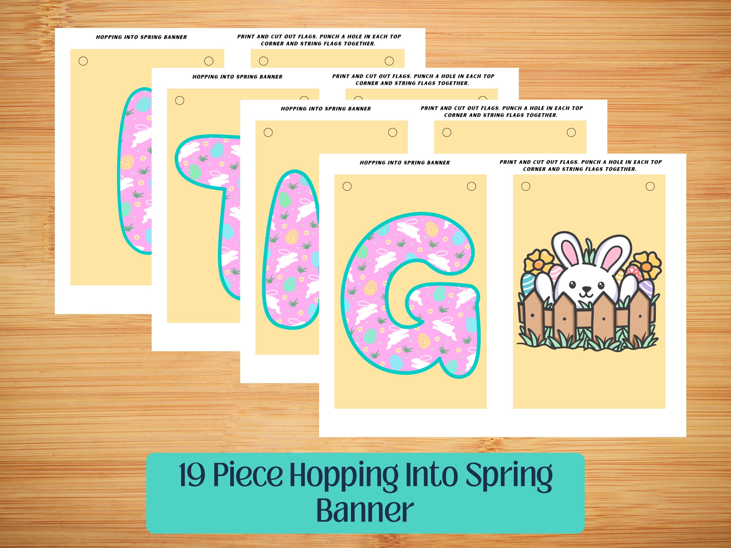 Hopping Into Spring | Printable Bunny & Floral Banner | Digital ...