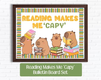 Reading Makes Me Capy | Capybara Book Bulletin Board Kit | Library Classroom Decor (Digital Download)