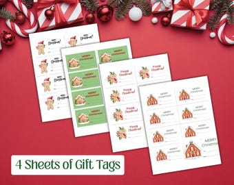 Printable Christmas Gift Tags | Gingerbread Christmas Present Labels | Digital Download