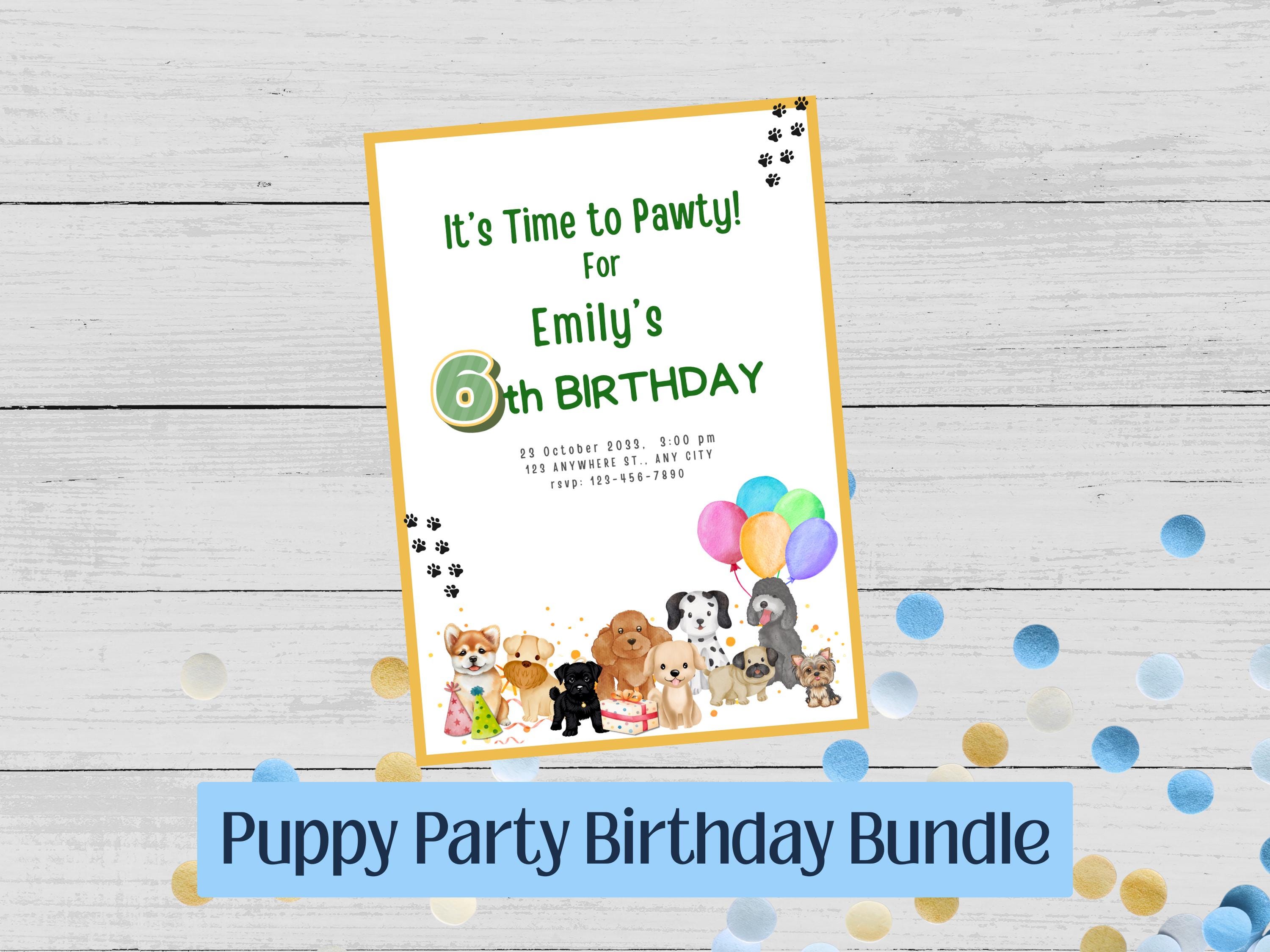 じゅん Puppy Birthday Party Kit, Dog Paw-ty Decorations (digital Download