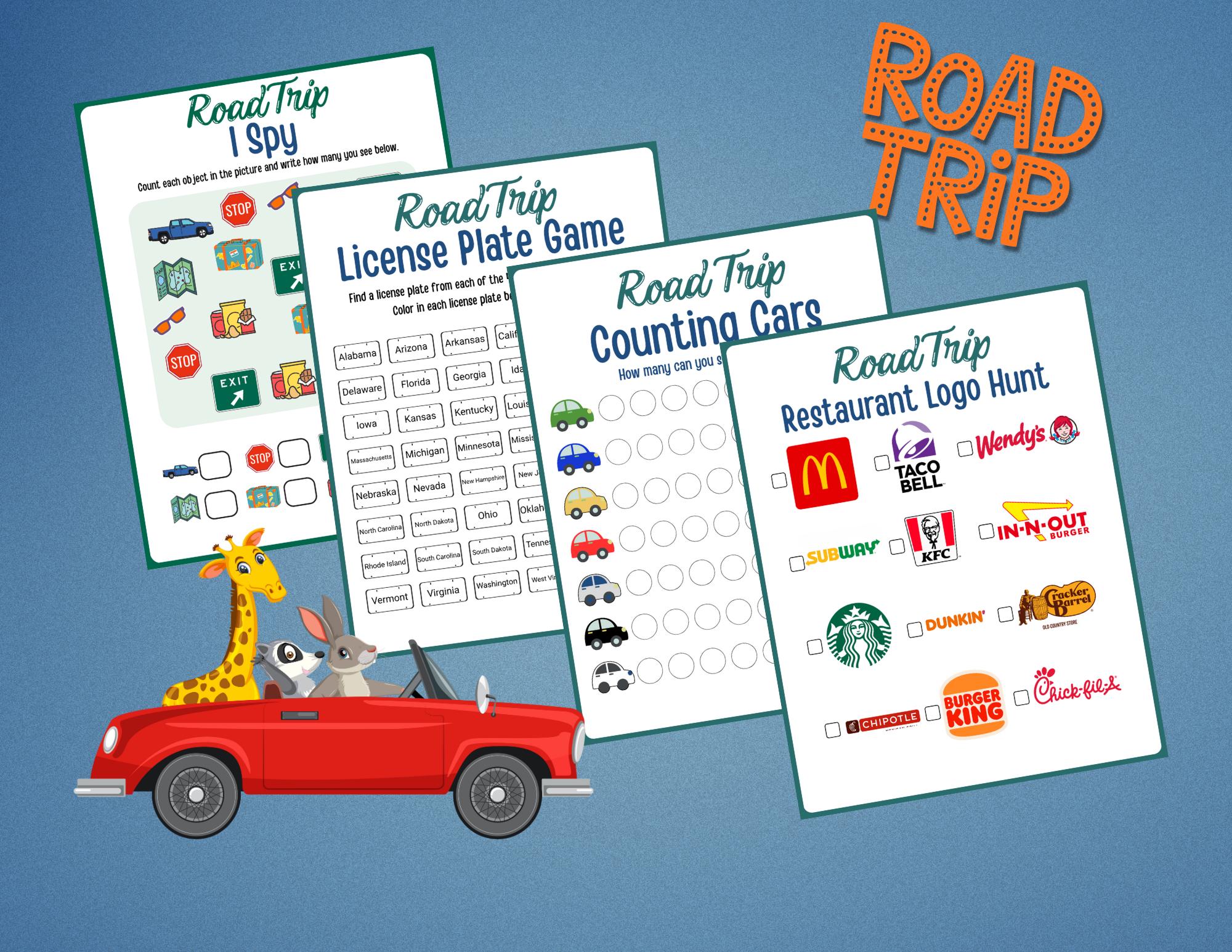 Kids Road Trip Games Bundle | Printable Travel Activities & Car Games ...