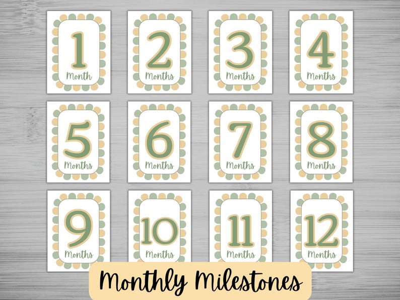 Neutral Baby Monthly Milestone Signs, First Year Photo Prop (digital ...
