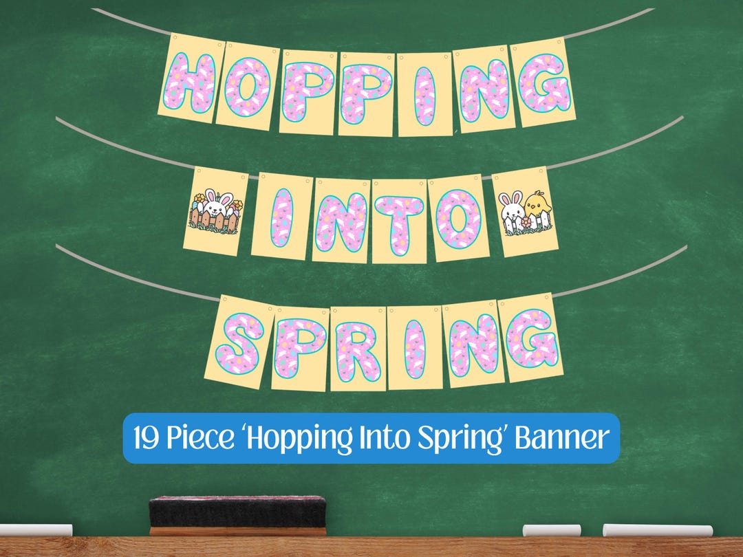 Hopping Into Spring | Printable Bunny & Floral Banner | Digital ...