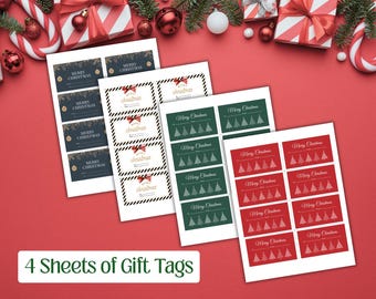 Printable Christmas Gift Tags | Modern Christmas Present Labels | Digital Download