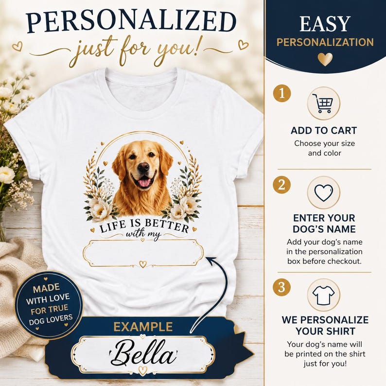 Personalized Golden Retriever Dog Mom Shirt, Custom Pet Name Tee - Etsy UK