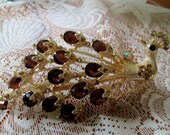 Vintage Rhinestone Peacock Barrette Hair Clip