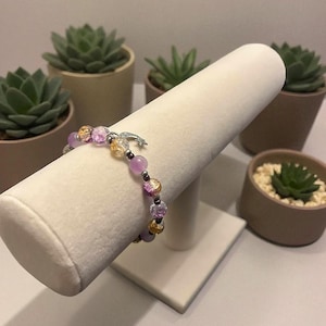 One-of-a-Kind Moon & Crystal Bead Bracelet – Handmade by Tabby, Unique Celestial Jewelry