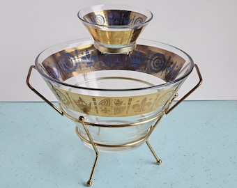 Vito Bari Gold Crowns/Fleur de Lis Chip & Dip Bowl Set