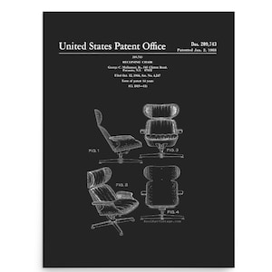 Patent Drawing Print Eames Lounge Chair | Mid Century Modern Wall Art