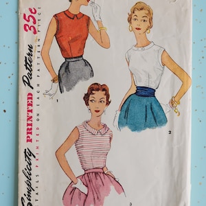 Simplicity 4613 Size 14 Bust 32 Misses Blouse 1950s Sewing Pattern