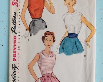 Simplicity 4613 Size 14 Bust 32 Misses Blouse 1950s Sewing Pattern