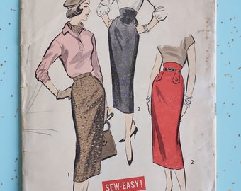 Advance 8425 Waist 26 1 Yard Sheath/Wiggle Skirt 1950s Sewing Pattern