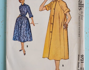 McCall's 9721 Size 14 Bust 32 Belted Duster Dress 1950s Sewing Pattern