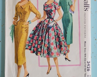 McCall's 3426 Size 12 Bust 30 Fit 'n Flare/Wiggle Dress 1950s Sewing Pattern