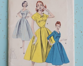 Butterick 7782 Size 14 Bust 32 Full Skirted Dress 1950s Sewing Pattern