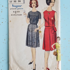 Vogue 5265 Size 12 Bust 32 Hip 34 Dress Sewing Pattern