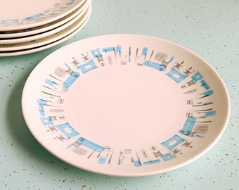 Royal China Blue Heaven Dinner Plate | Mid Century Modern